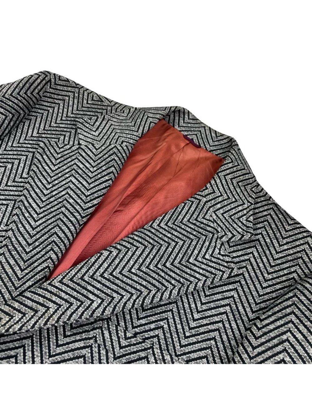 VTG Carson Pirie Scott Men's 100% Wool 2-Button Blazer Gray/Black Chevron • 40S